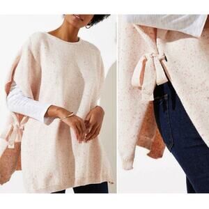 LOFT NWT Flecked Side Tie Poncho Pink Size XS/S Minimalist Cozy Layering